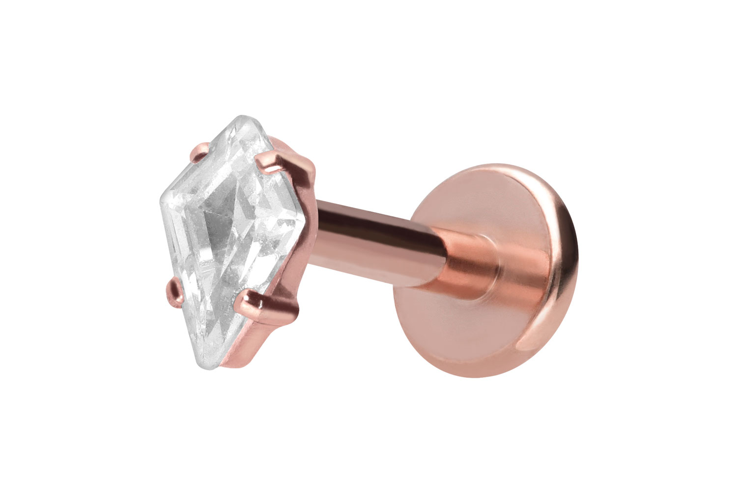 Titan Labret Piercing mit Push Fit KRISTALLRAUTE
